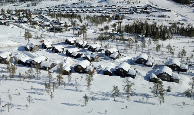 Flygfoto stugby Hjorten i Branäs