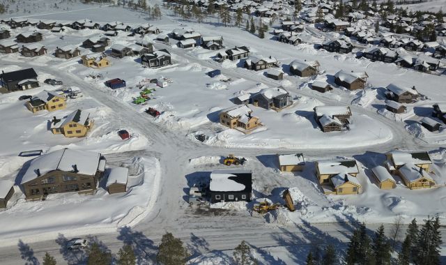 Flygfoto stugby Räven i Branäs
