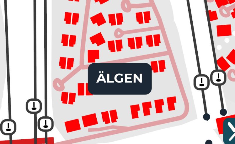 Karta över stugby Älgen i Branäs